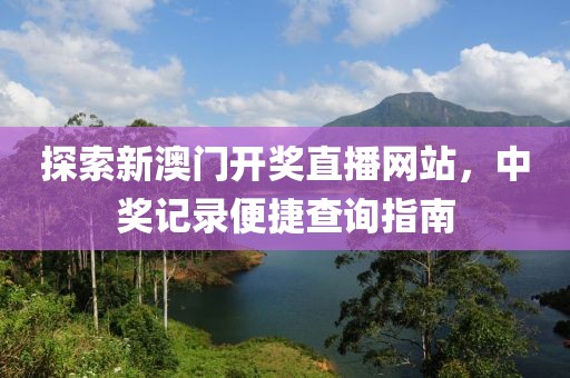 探索新澳门开奖直播网站，中奖记录便捷查询指南