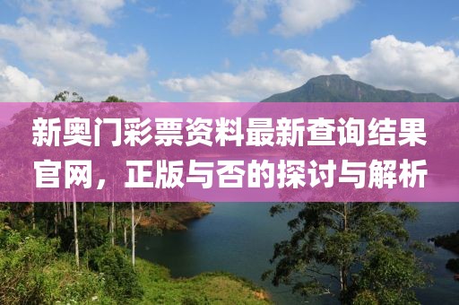 新奥门彩票资料最新查询结果官网，正版与否的探讨与解析