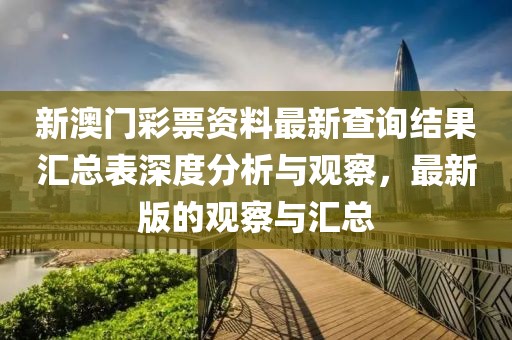 新澳门彩票资料最新查询结果汇总表深度分析与观察，最新版的观察与汇总