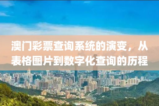 澳门彩票查询系统的演变，从表格图片到数字化查询的历程