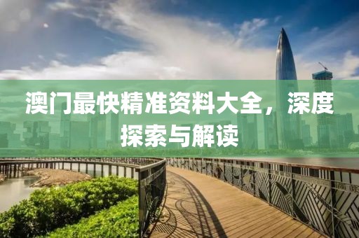 澳门最快精准资料大全，深度探索与解读
