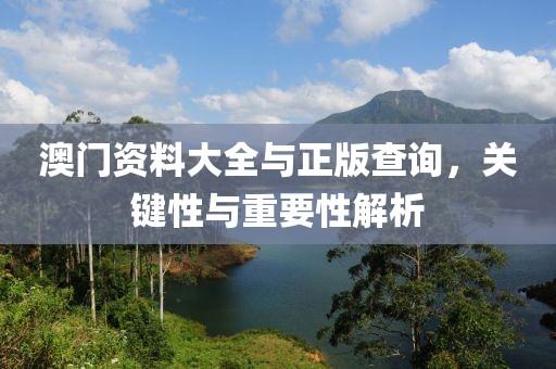 澳门资料大全与正版查询，关键性与重要性解析