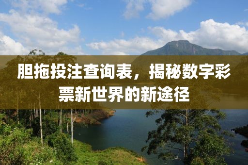 胆拖投注查询表，揭秘数字彩票新世界的新途径