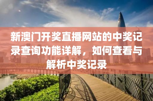 新澳门开奖直播网站的中奖记录查询功能详解，如何查看与解析中奖记录