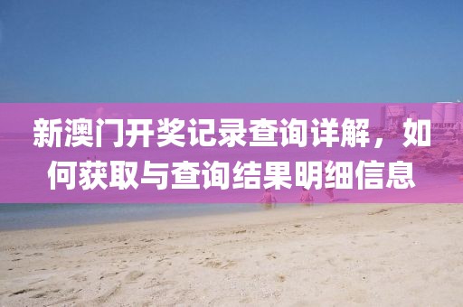新澳门开奖记录查询详解，如何获取与查询结果明细信息