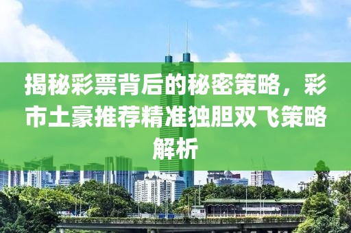 揭秘彩票背后的秘密策略，彩市土豪推荐精准独胆双飞策略解析