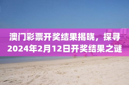 澳门彩票开奖结果揭晓，探寻2024年2月12日开奖结果之谜